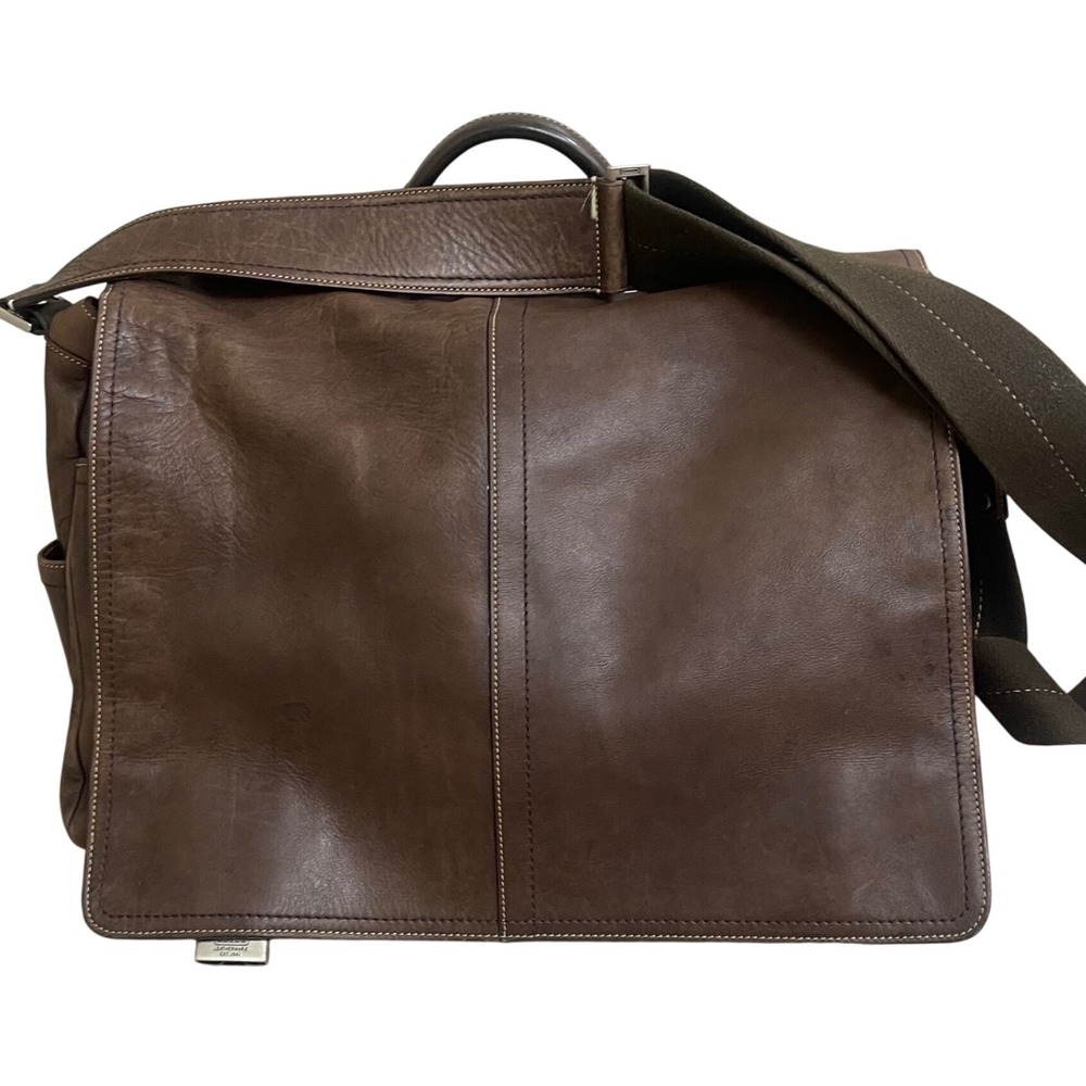 VTG Coach Transatlantic Leather Messenger Bag Brown Briefcase 05A01 Mens TRAVEL